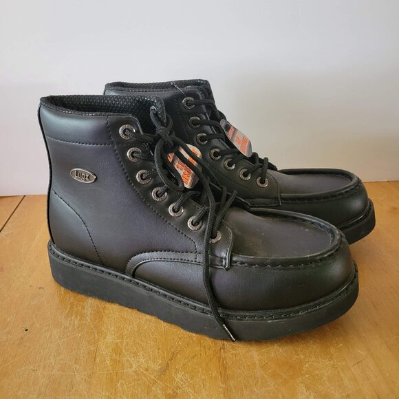Lugz Black Slip Resistant Size Men's Soft Toe Work Boots Size 9 NWT - Picture 1 of 7